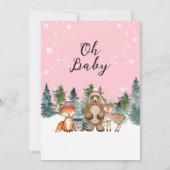 Meisje Winter Woodland Baby shower Kaart (Achterkant)