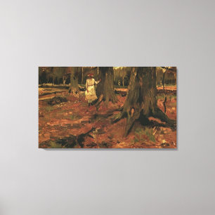 Meisje wit in het bos, Vincent van Gogh Canvas Afdruk