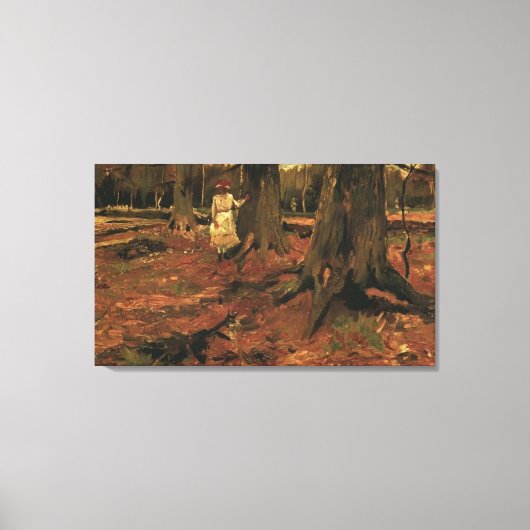 Meisje wit in het bos, Vincent van Gogh Canvas Afdruk (Voorkant)