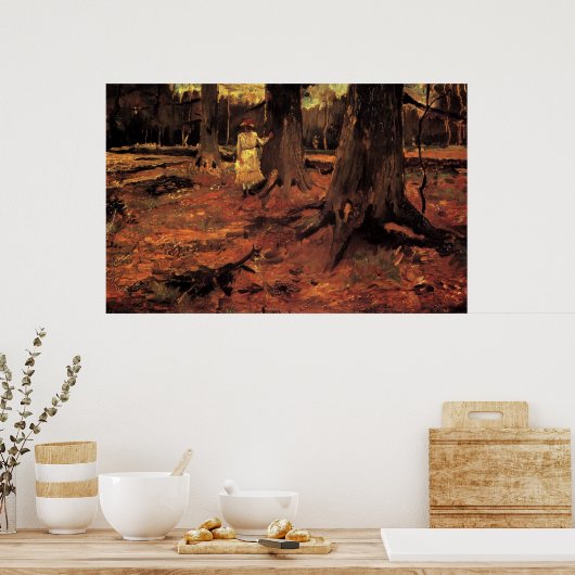 Meisje wit in het bos, Vincent van Gogh Poster (Keuken)