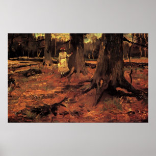 Meisje wit in het bos, Vincent van Gogh Poster