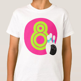 Meisje Wit Neon Bowling Verjaardag Shirt