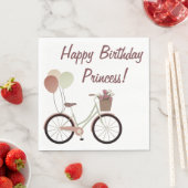 Meisje wit roze fiets ballonnen gelukkig verjaarda servet (Insitu)