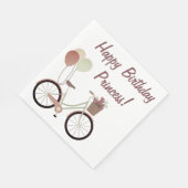 Meisje wit roze fiets ballonnen gelukkig verjaarda servet (Hoek)