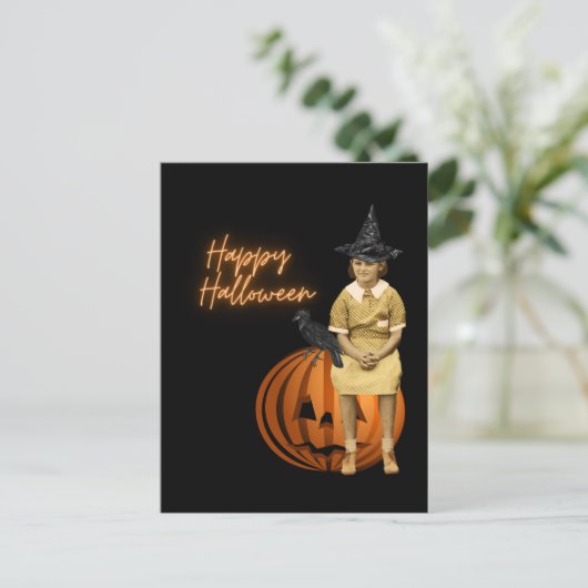  meisje Witch Halloween Briefkaart (Staand voorkant)