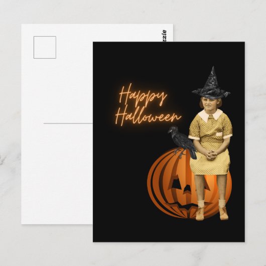 meisje Witch Halloween Briefkaart (Voorkant / Achterkant)