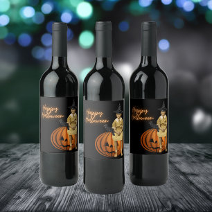 meisje Witch Halloween Wijn Etiket