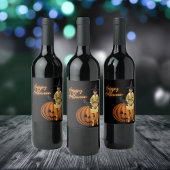 meisje Witch Halloween Wijn Etiket