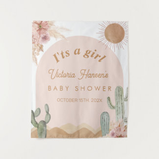 Meisje Woestijn Baby Shower Zuidwestelijke banner Wandkleed
