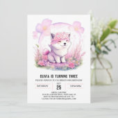 Meisje Wolf Avontuur Verjaardag Uitnodiging (Staand voorkant)