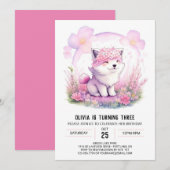 Meisje Wolf Avontuur Verjaardag Uitnodiging (Voorkant / Achterkant)