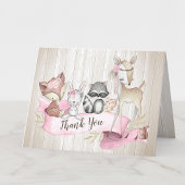 Meisje Woodland Animal Friends Baby shower Bedankkaart