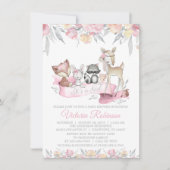 Meisje Woodland Animals Baby shower Kaart (Voorkant)