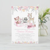 Meisje Woodland Animals Baby shower Kaart (Staand voorkant)