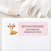 Meisje Woodland Baby shower envelop retouradres Etiket (Insitu)