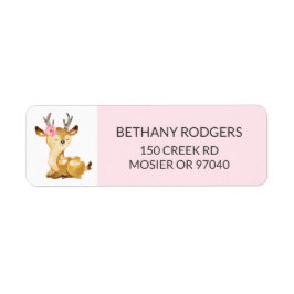 Meisje Woodland Baby shower envelop retouradres Etiket