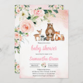 Meisje Woodland Baby shower Kaart (Voorkant / Achterkant)