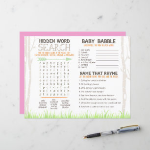 Meisje Woodland Baby shower Placemat Activiteitenb