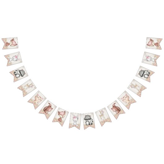 Meisje Woodland Baby shower Vlaggetjes (Alle)