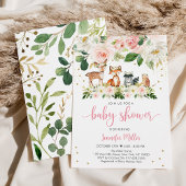 Meisje Woodland Blush Bloemen baby shower Kaart