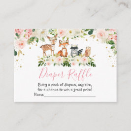 Meisje Woodland Blush Bloemen Luier Raffle Kaarten
