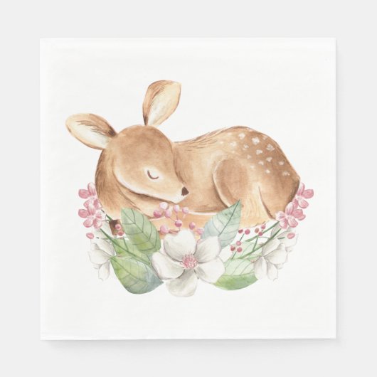 Meisje Woodland Deer Baby shower Papier servetten (Voorkant)