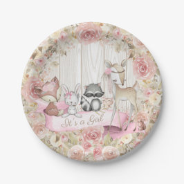 Meisje Woodland Dier Baby shower Papier Bord
