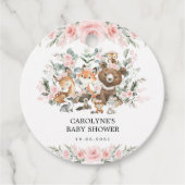 Meisje Woodland Dieren Bloemen Groen Baby shower Bedankjes Labels (Voorkant)