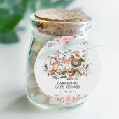 Meisje Woodland Dieren Bloemen Groen Baby shower Bedankjes Labels