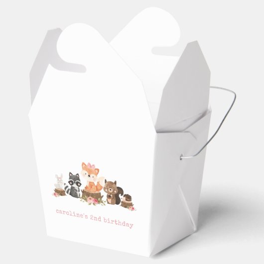 Meisje Woodland Dieren Roze Bloemen Verjaardagsfee Bedankdoosjes (Geopend)