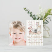 Meisje Woodland Foto Verjaardagsfeest Kaart (Staand voorkant)