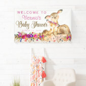 Meisje Woodland Herten Baby shower Banner (Insitu)