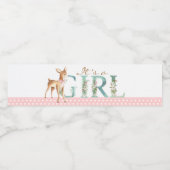 Meisje Woodland Herten Baby shower Waterfles Label Etiket (Enkel label)