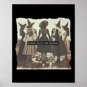 Meisje wordt grappig meisje heks Halloween vibes F Poster