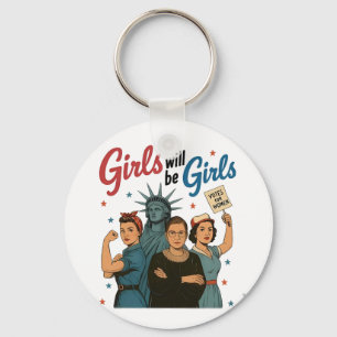 Meisje wordt Meisje Feminisme Gelijkheid Vrouwen R Sleutelhanger