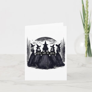 Meisje wordt meisjes heks Halloween grappige Witch Kaart