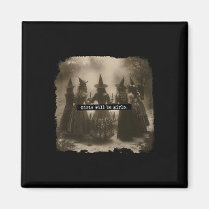 Meisje wordt meisjes heks Halloween grappige Witch Magneet