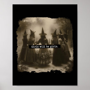 Meisje wordt meisjes heks Halloween grappige Witch Poster