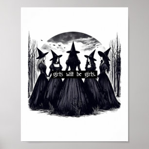Meisje wordt meisjes heks Halloween grappige Witch Poster
