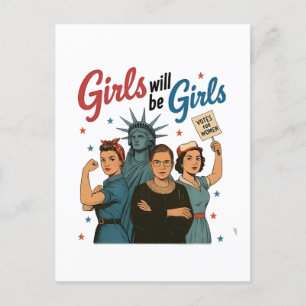 Meisje Zal Meisje Zijn Feminisme Gelijkheid Vrouwe Uitnodiging Briefkaart