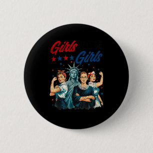 Meisje Zal Meisjes Patriottisch Feministisch Kunst Ronde Button 5,7 Cm
