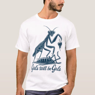 Meisje zal meisjes zijn die bidsprinkhanen bidden t-shirt