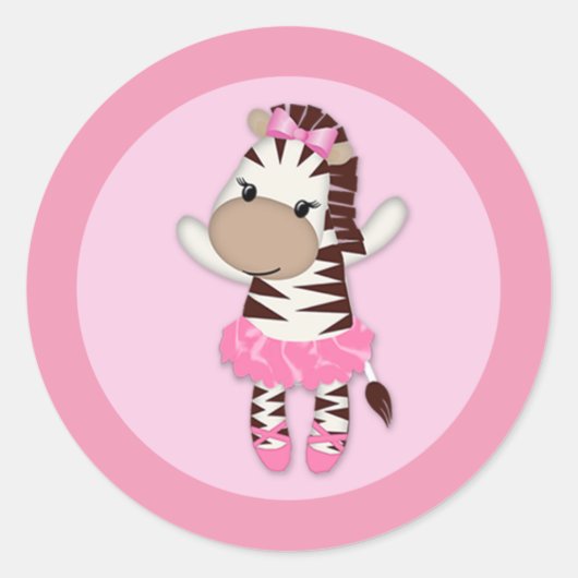 MEISJE ZEBRA Tu Schattige Baby shower sticker TTC (Voorkant)