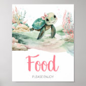 Meisje Zee schildpad Baby shower eten Poster (Voorkant)