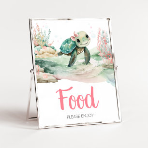 Meisje Zee schildpad Baby shower eten Poster