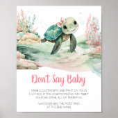 Meisje Zee schildpad Baby shower niet zeggen Baby Poster (Voorkant)