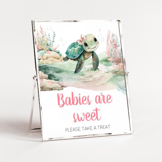 Meisje Zee Turtle Baby shower Baby's zijn zoet Poster