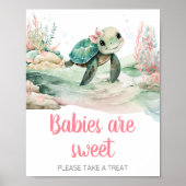 Meisje Zee Turtle Baby shower Baby's zijn zoet Poster (Voorkant)