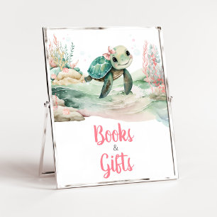 Meisje Zee Turtle Baby shower Boeken en geschenken Poster