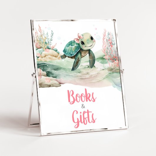 Meisje Zee Turtle Baby shower Boeken en geschenken Poster